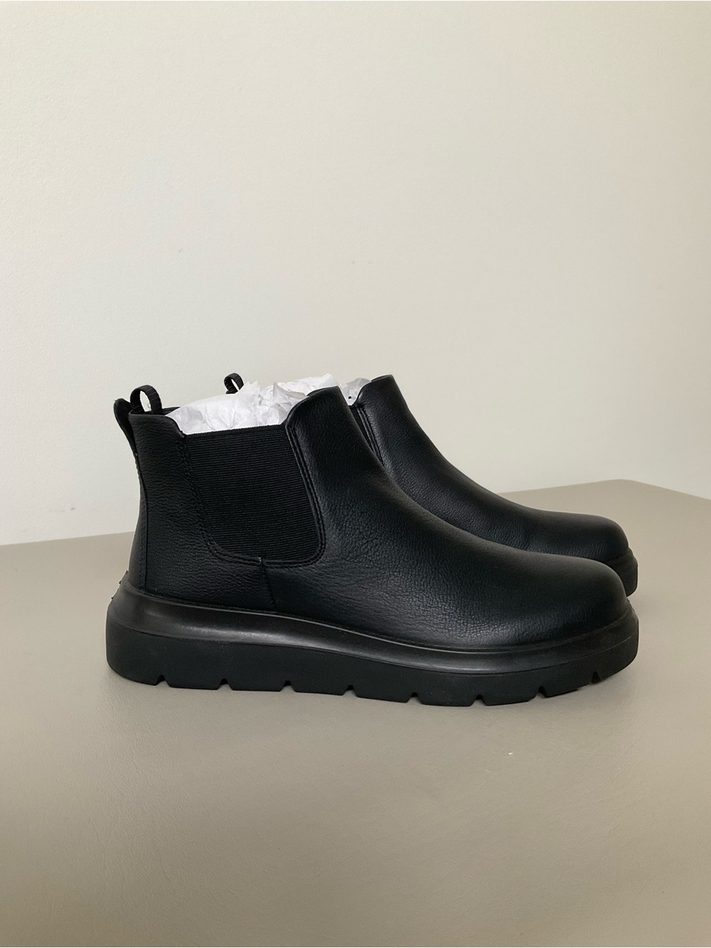 ecco, NWBox, Black, Leather Boots, Size 10-10.5